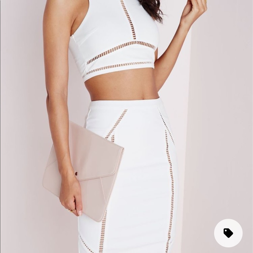 Missguided Ladder Bodycon Skirt White - size 10